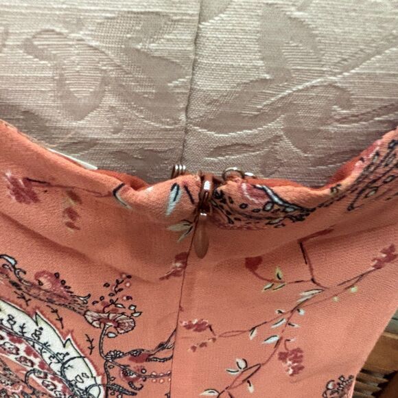 J. Jill Dress Peach Floral Lined Chiffon Mini Slip Sleeveless Boho Size 14 Tall - Picture 9 of 11
